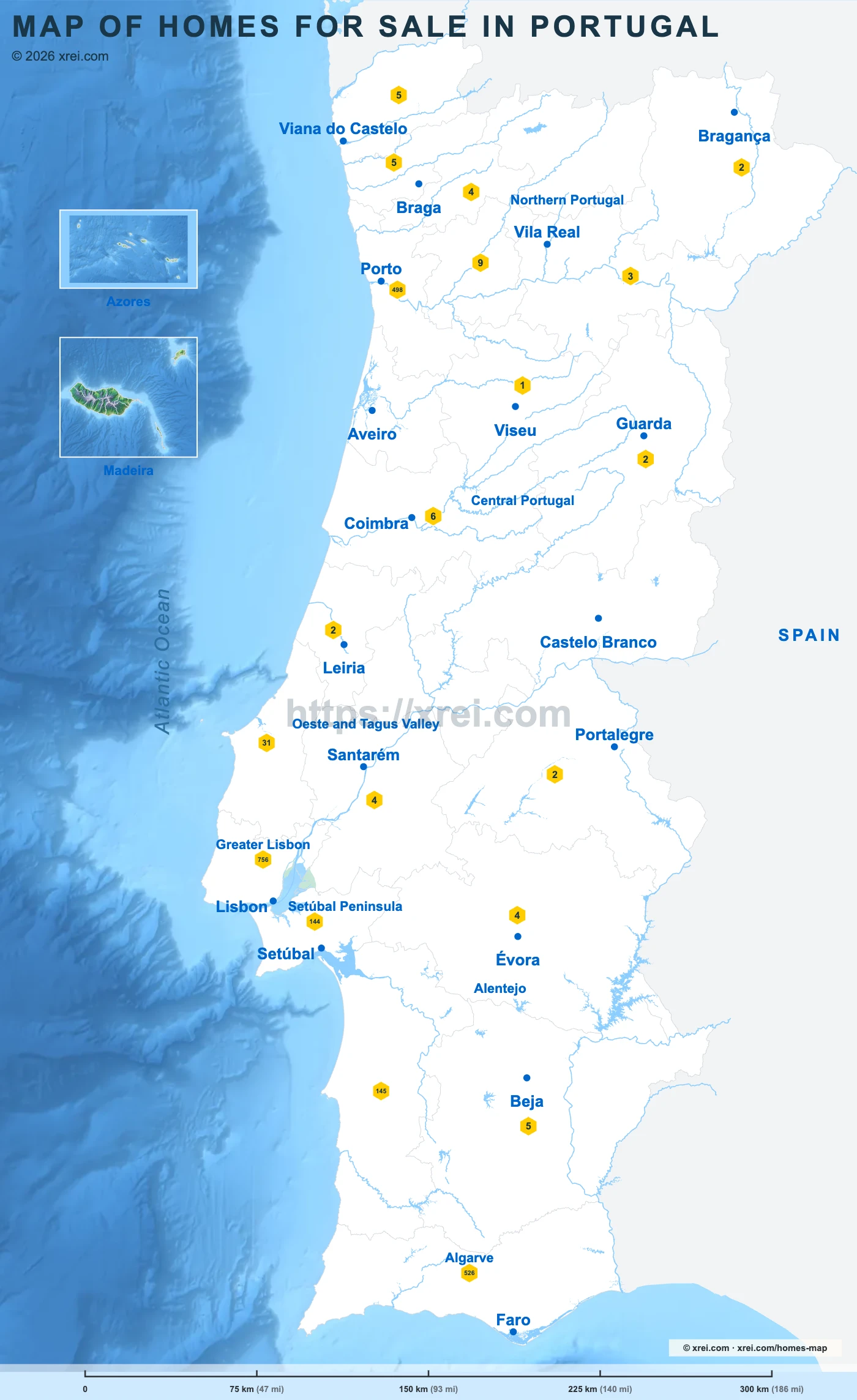 Interactive updated map of homes for sale in Portugal