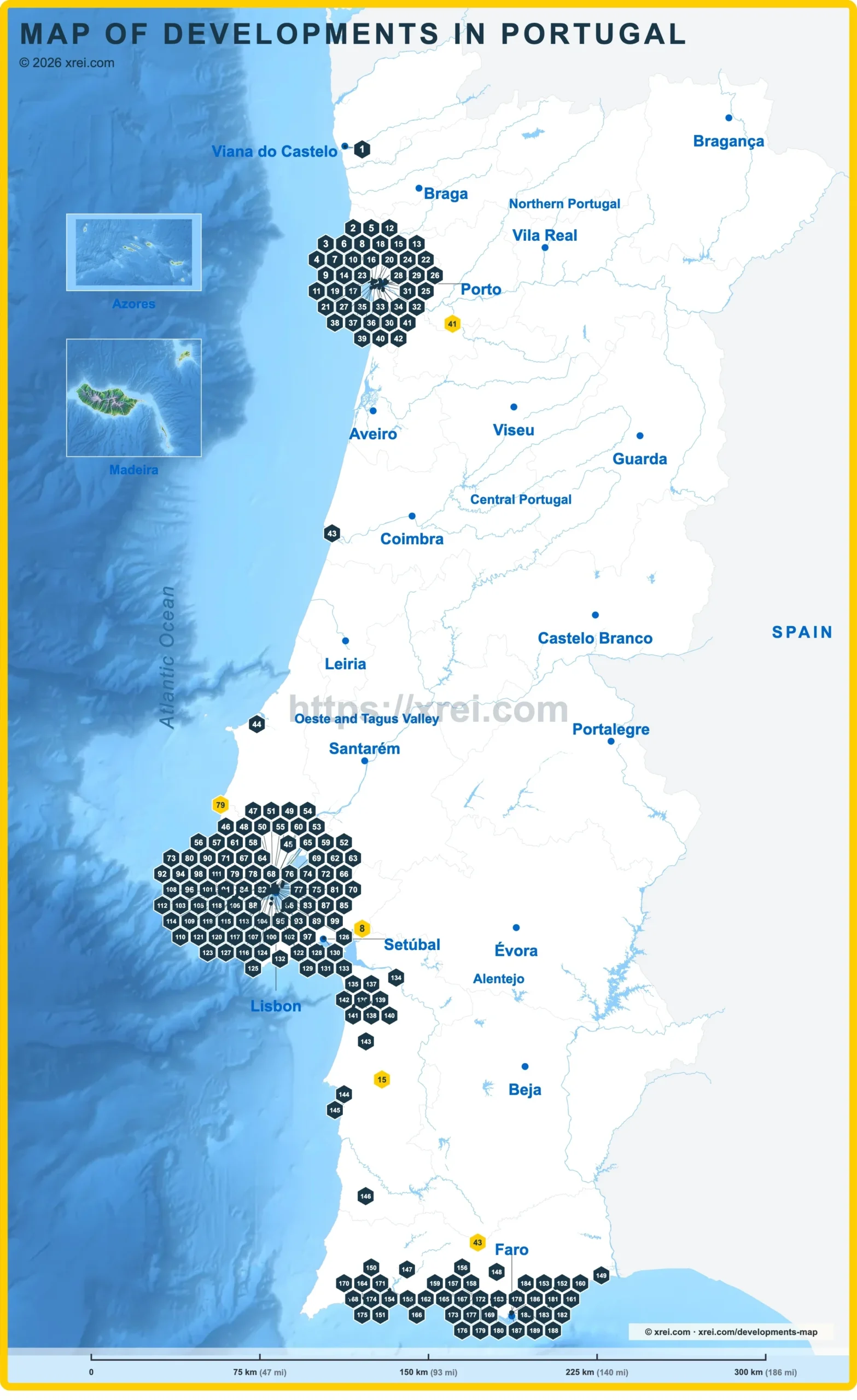 Map of real estate developments in portugal