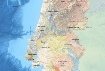 Topografisk kart over Portugal